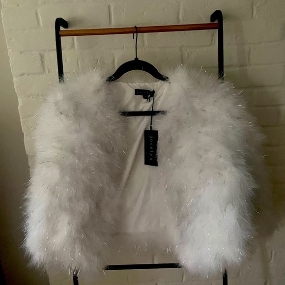 jocelyn Jackets & Blazers - Jocelyn feather winter white cropped jacket NWT